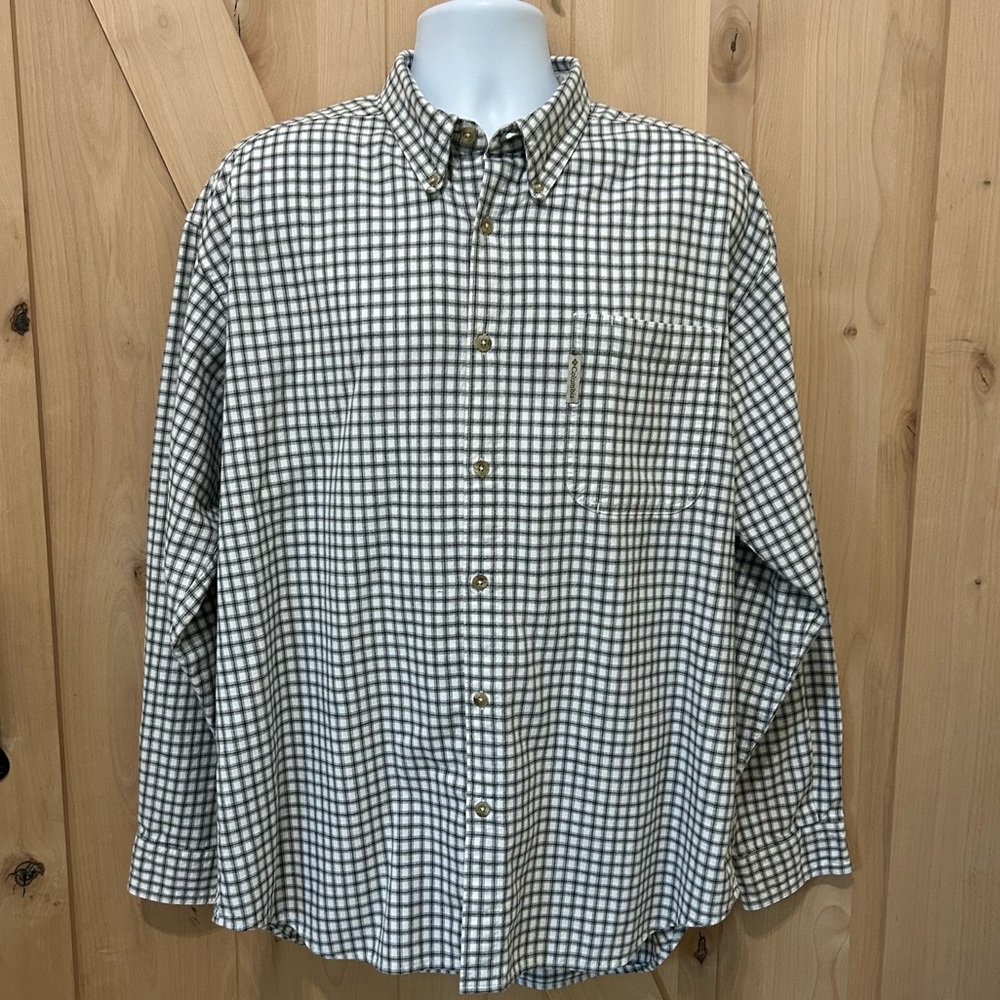 Columbia Sportswear Men’s Button Down Shirt Gray White Plaid XL Preppy Dadcore